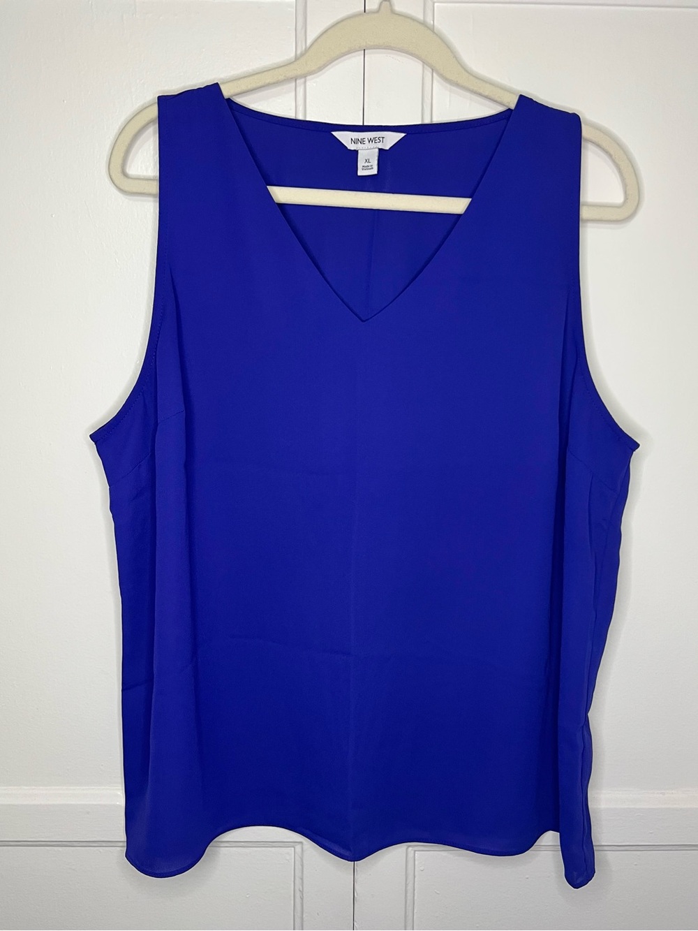 Women’s Nine West V-Neck Tank Top- Deep Blue-Purple | XL
